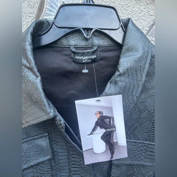 Naked Wardrobe Snakeskin Embossed Faux Leather Crop Cargo Jacket + High Trouser - Picture 11 of 13